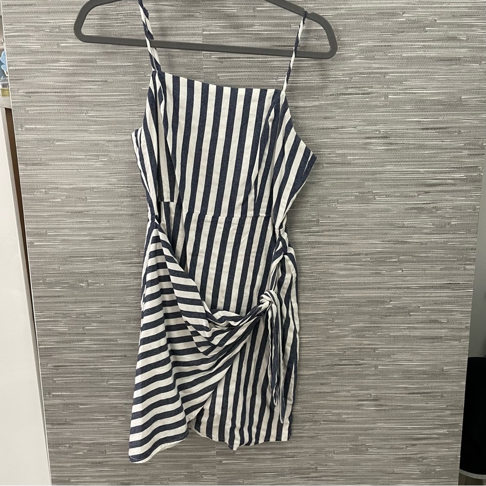 Aqua Striped Tie Front Dress